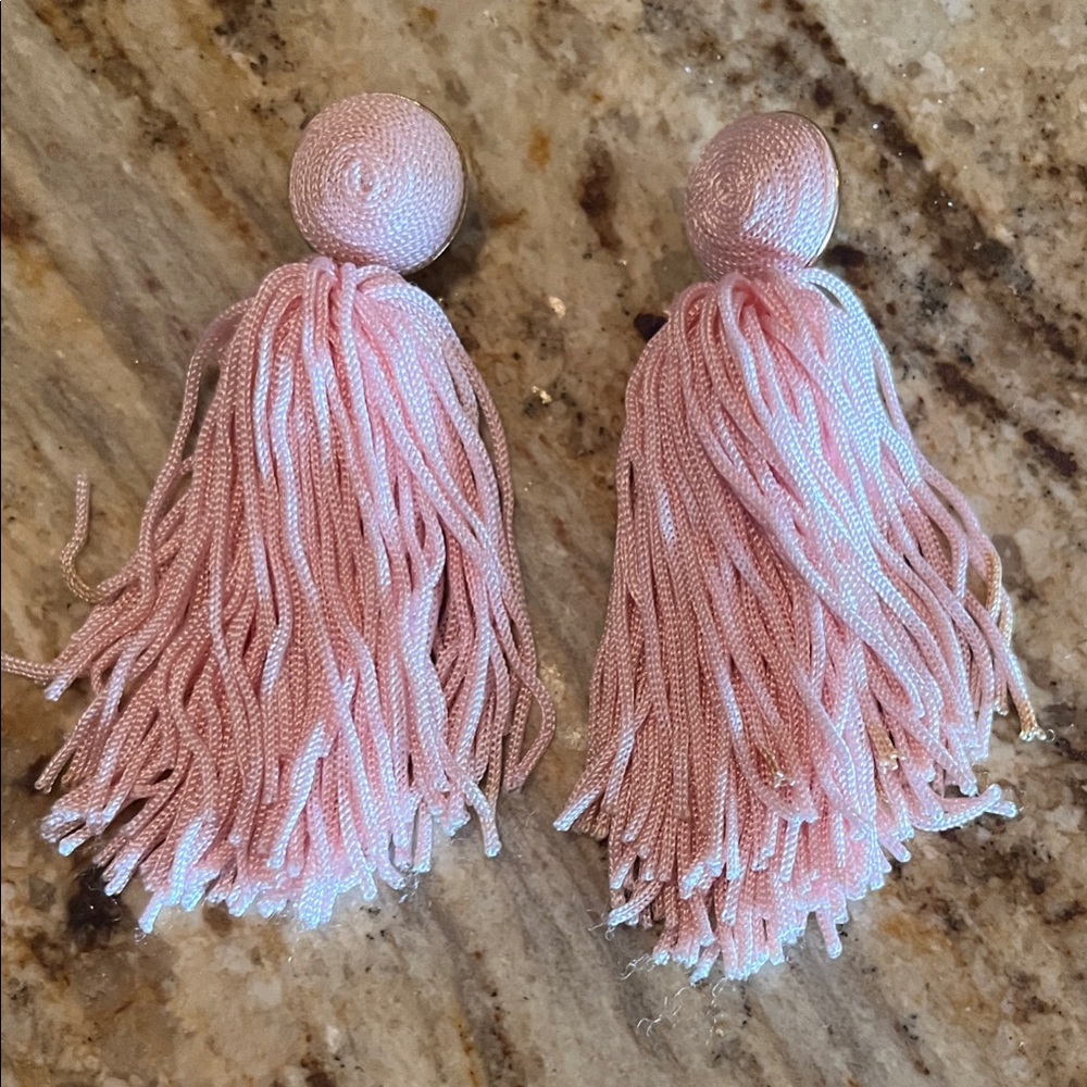 BaubleBar Pink and Gold Tassel Earrings